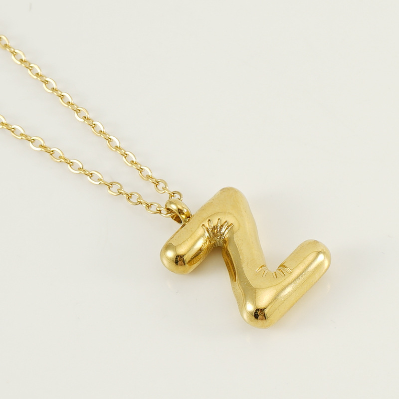 collier avec pendentif en acier titane plaqué or  pour femme, série simple, lettre simple